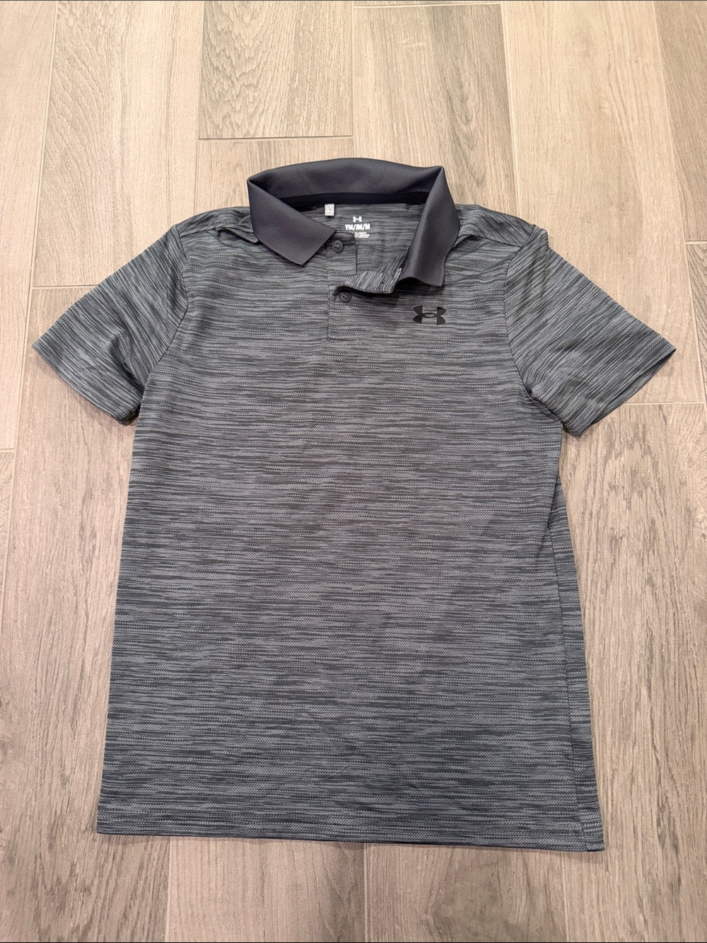 Under Armour Boys Charcoal Heather Gray Polo Size M